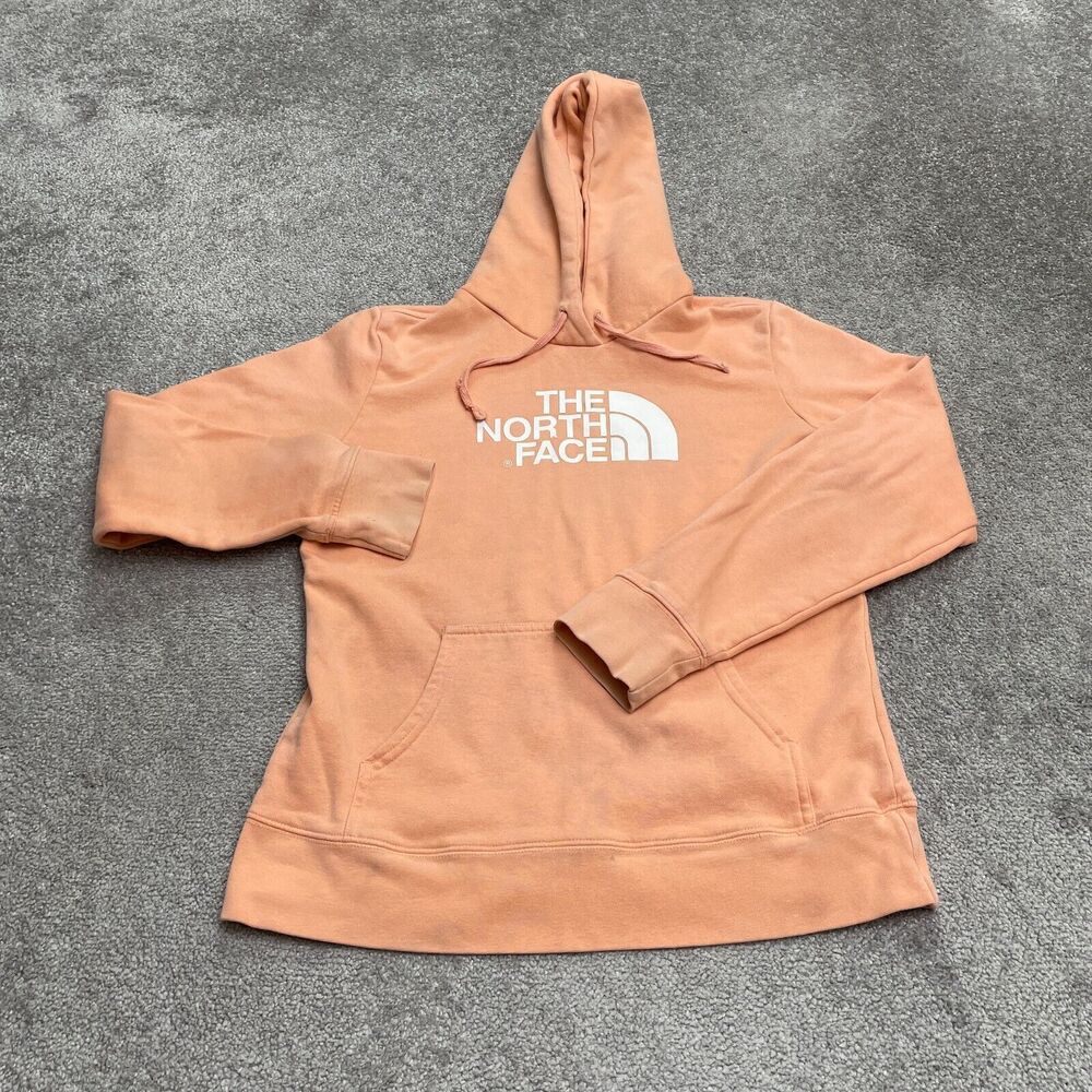 The North Face Graphic Hoodie Pullover Sweatshirt Womens Medium Orange Casual